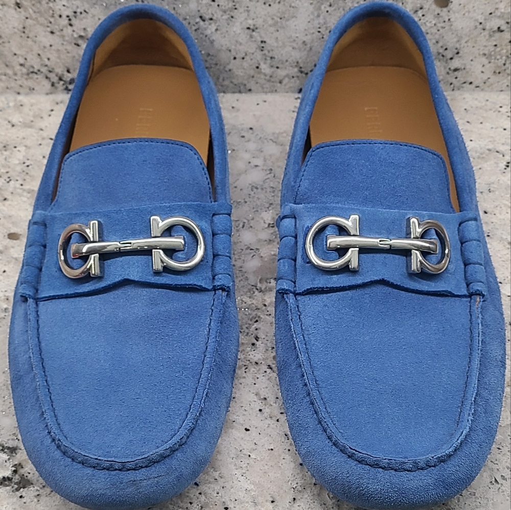 Ferragamo Grazioso Men's Loafer - Indigo Blue Suede